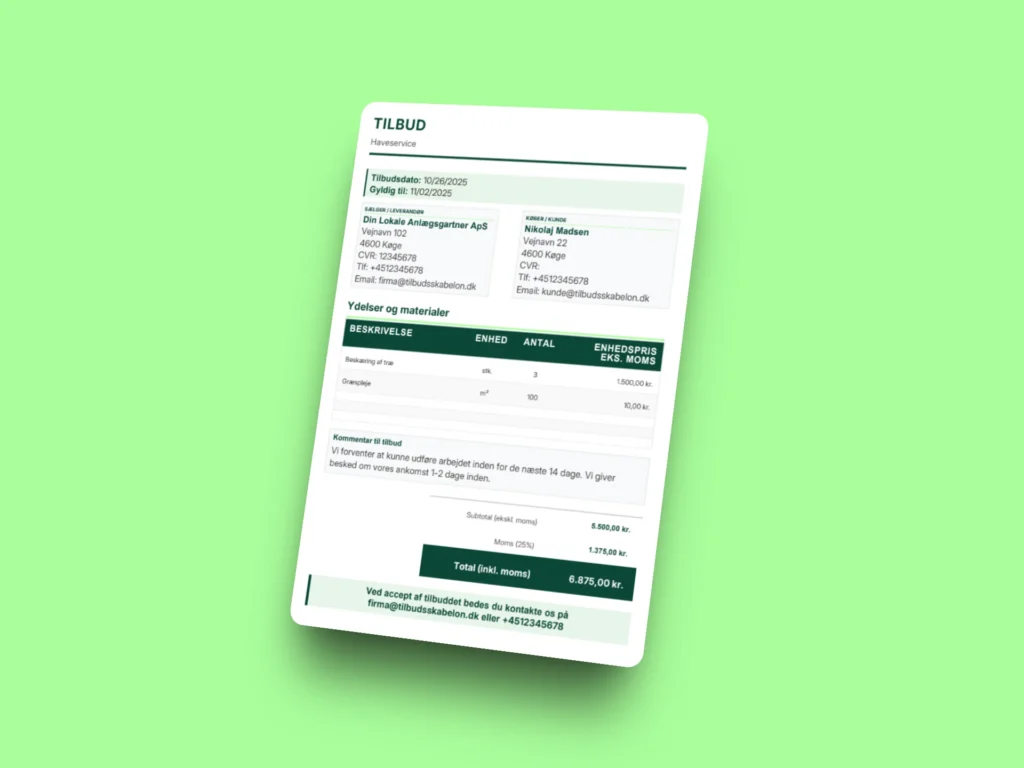 Tilbud fra anlægsgartner