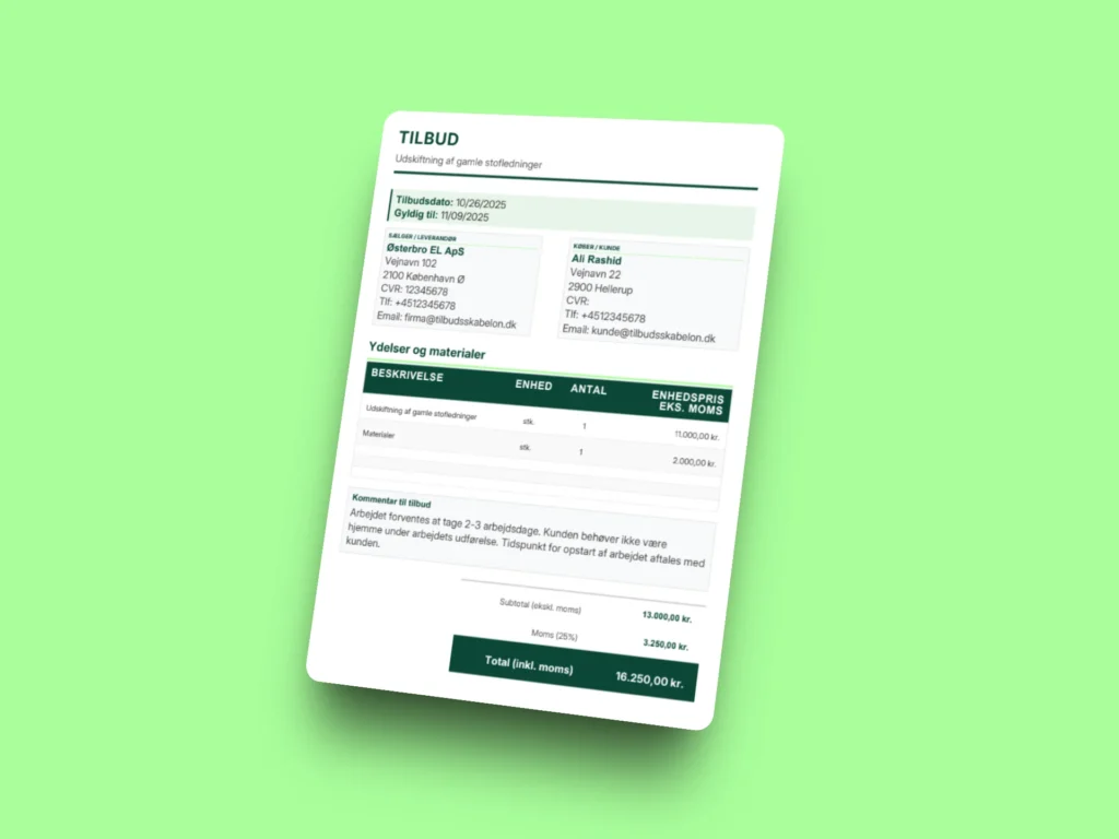 Tilbud fra elektriker