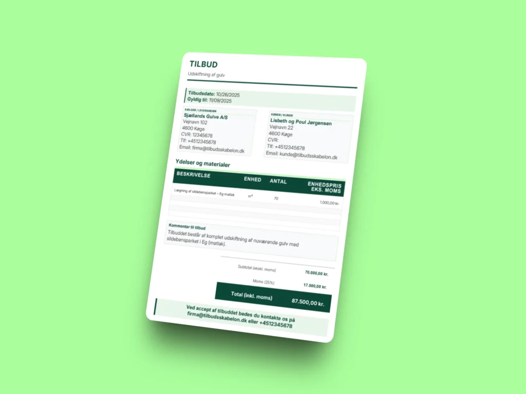 Tilbud fra gulvlægger