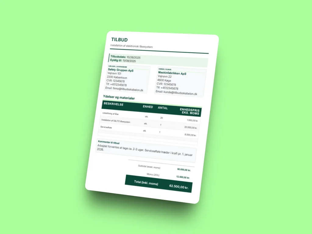 Tilbud fra låsesmed