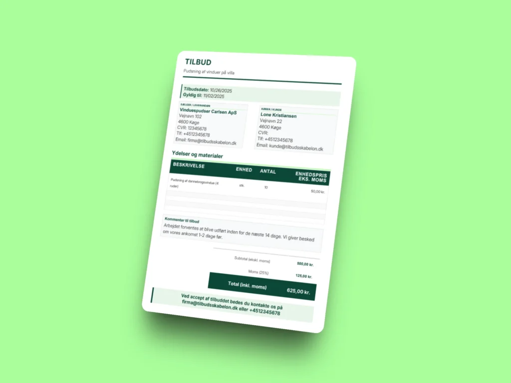 Tilbud fra vinduespudser