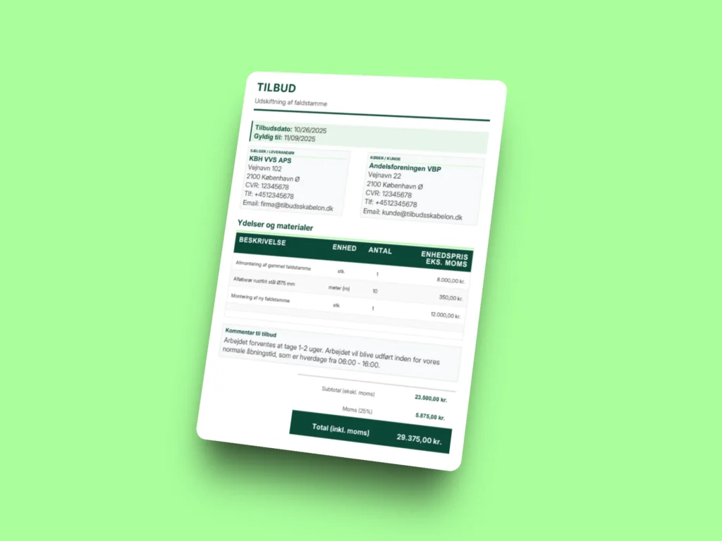 Tilbud fra VVS'er