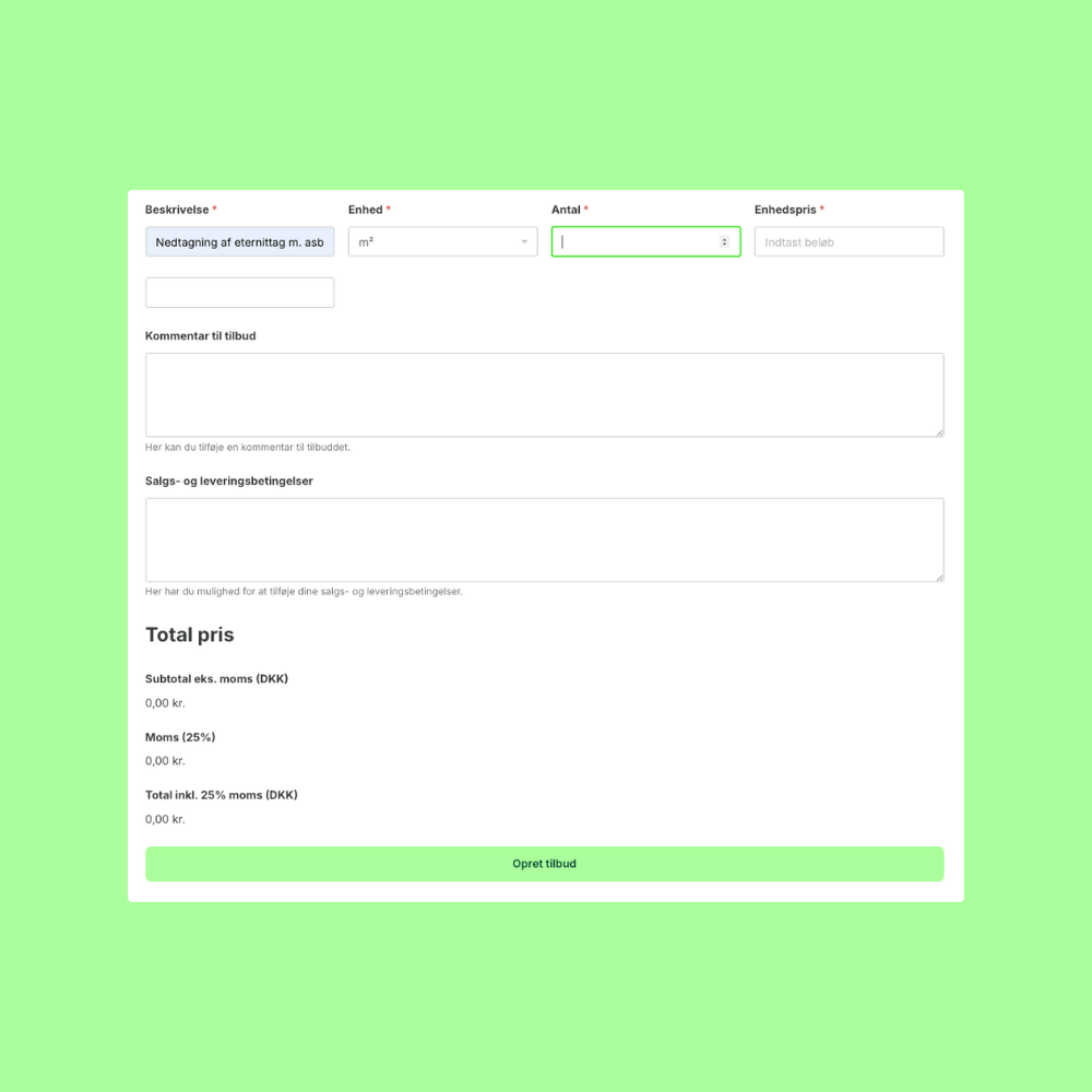 Nem og enkel tilbudsskabelon